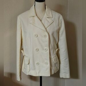 GAP Women's Ivory Double-Breasted Pea Coat